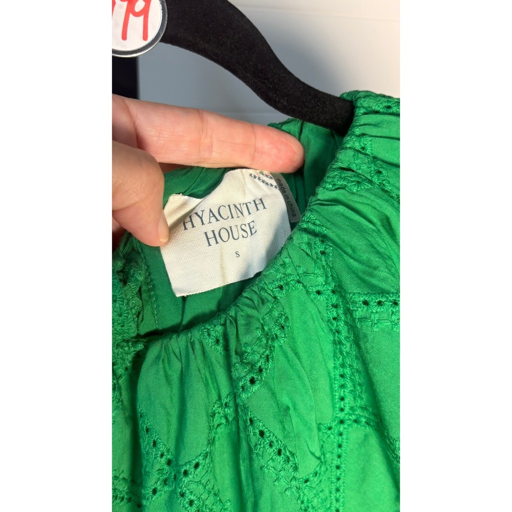 Tuckernuck Hyacinth House Green Eyelet Puff Sleeve Mini Dress (MSRP: $178) Small - Picture 4 of 9